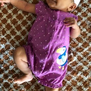 Purple Polka Dot Parrot Carter’s one piece